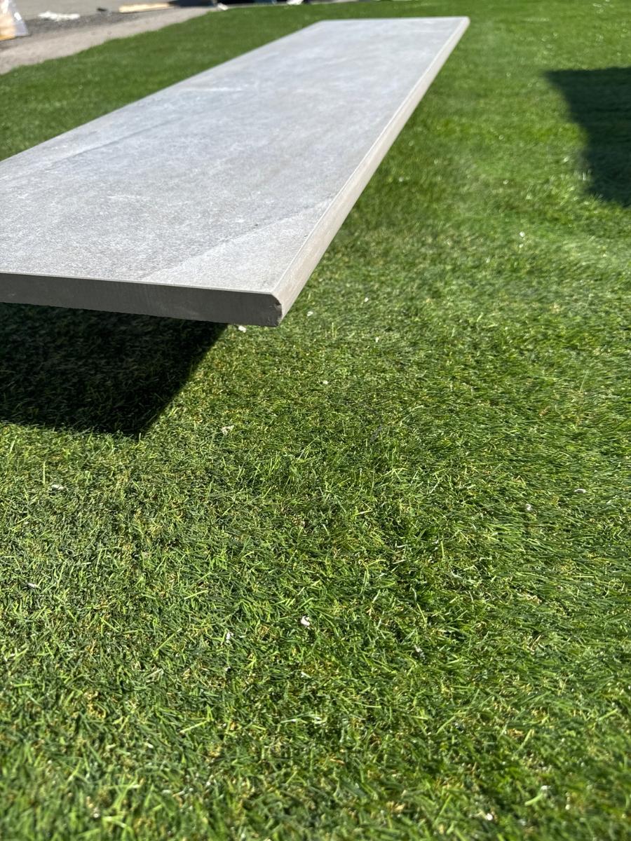 Sandstorm Warm Grey Porcelain Bullnose Tiles - 1200x300x20mm