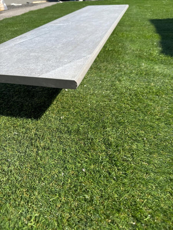 Sandstorm Warm Grey Porcelain Bullnose Tiles - 1200x300x20mm