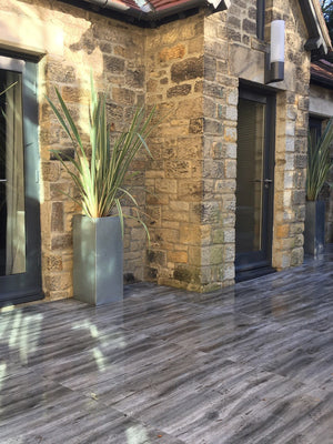 Silver Grey Wood Effect Virtue Vitrified Porcelain Paving Slabs - 900x450 Pack