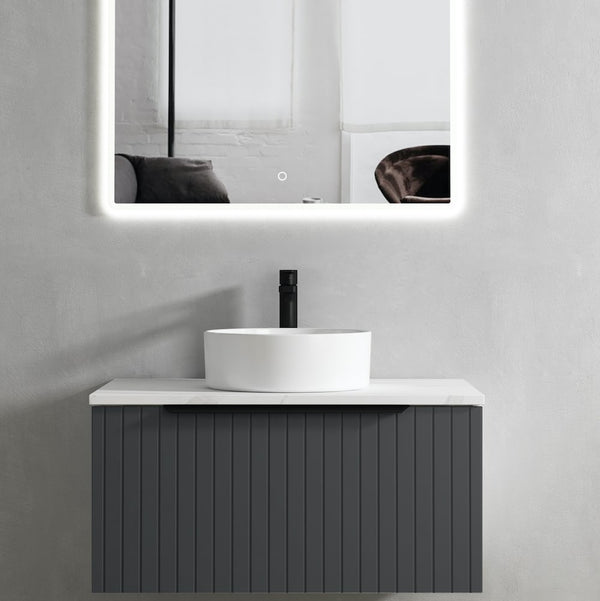 Valar Dark Grey Fluted Vanity - 800mm

