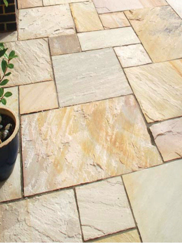Fossil Mint Indian Sandstone Paving Slabs - Mix Size Patio Pack