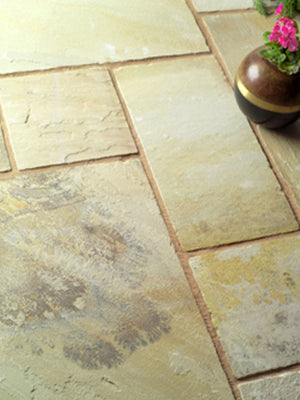 Fossil Mint Indian Sandstone Paving Slabs - Mix Size Patio Pack