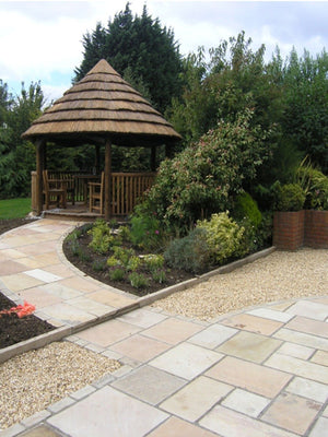 Fossil Mint Indian Sandstone Paving Slabs - Mix Size Patio Pack