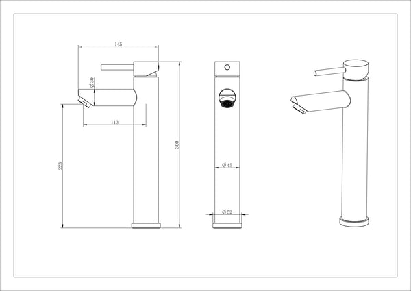 Opulent Matt Black Tall Basin Mixer Tap