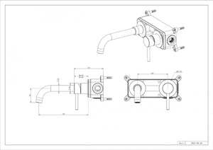 Garda Brush Gold Wall Mounted Basin Mixer Tap