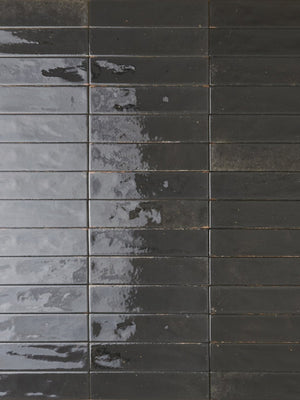 Soho Black Luxury Italian Gloss Wall Tiles - 60x250mm