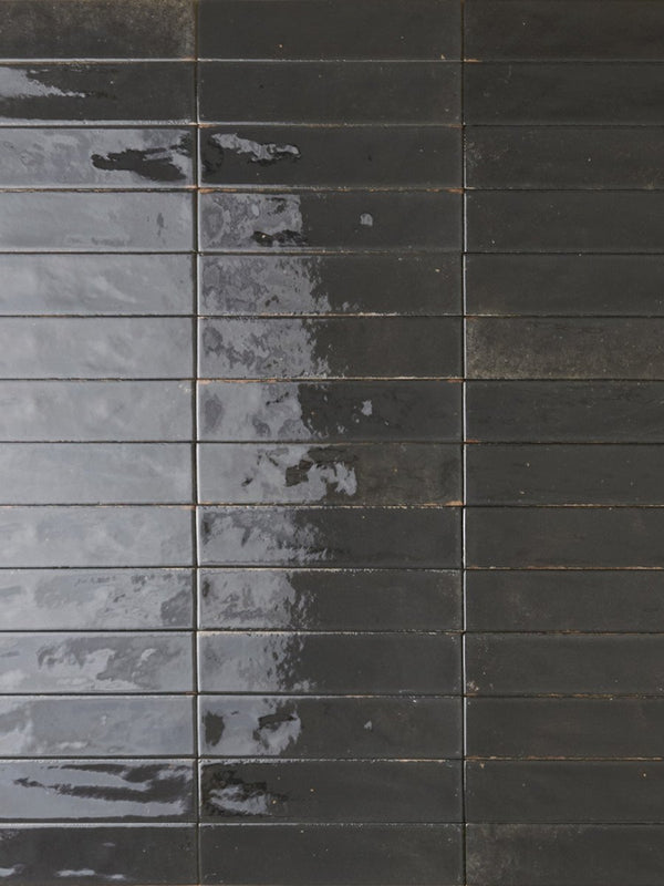 Soho Black Luxury Italian Gloss Wall Tiles - 60x250mm