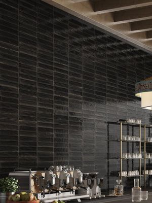 Soho Black Luxury Italian Gloss Wall Tiles - 60x250mm