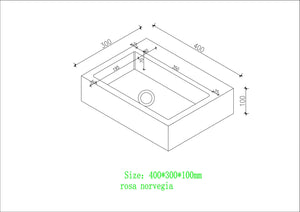 Rosa Norvegia Marble Wall Hung Basin - 400mm