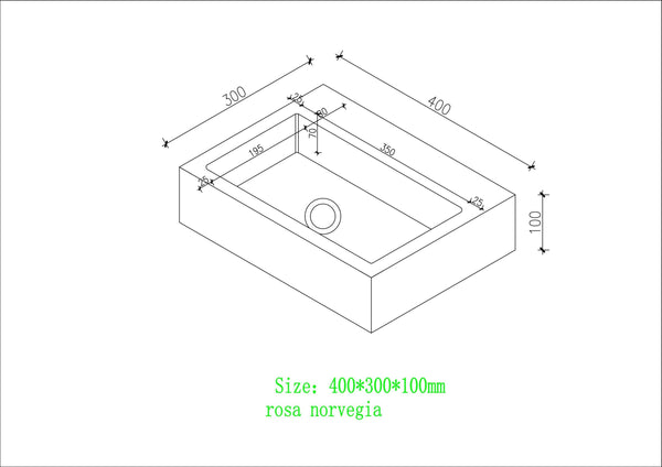 Rosa Norvegia Marble Wall Hung Basin - 400mm