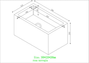 Rosa Norvegia Marble Wall Hung Basin - 390mm