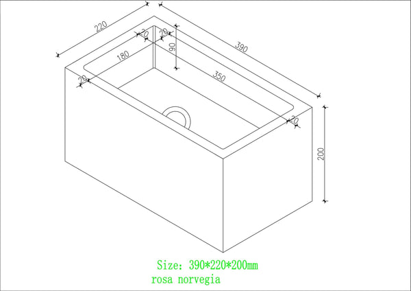 Rosa Norvegia Marble Wall Hung Basin - 390mm