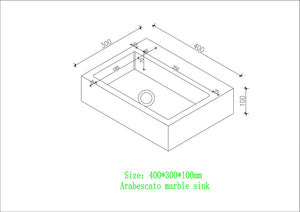 Arabescato Marble Wall Hung Basin - 400mm