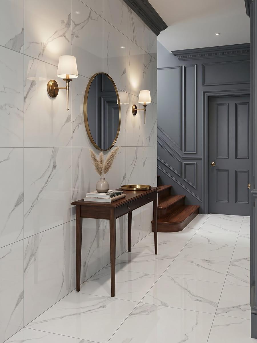 Statuario Polished Porcelain Tile - 600x600mm