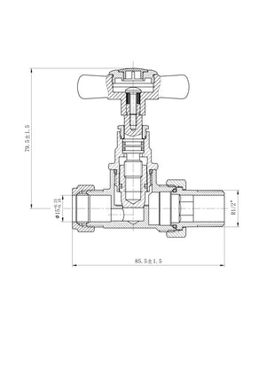 Brushed Brass Traditional Radiator Valves (Pair) - 15mm