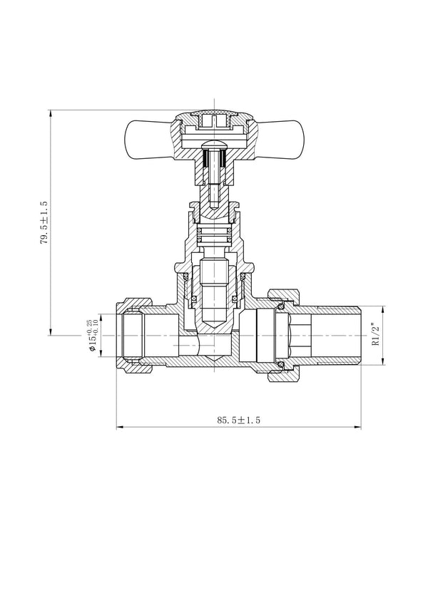 Brushed Brass Traditional Radiator Valves (Pair) - 15mm