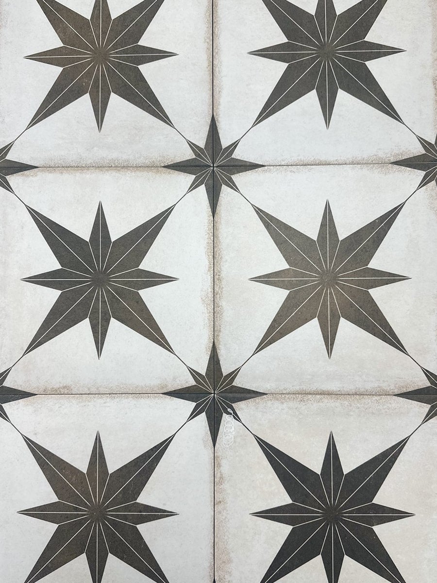 Talisman Black Decor Porcelain Tile - 225x225mm