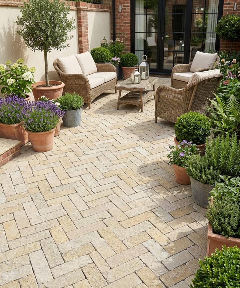 Tandur Yellow Tumbled Natural Limestone Outdoor Slim Sett Pavers - 200x50x40mm