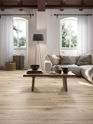 Timeless Ecru Italian Wood Effect Porcelain Tile - 1200x200mm