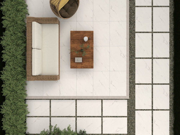Tokyo White Marble Porcelain Paving Slab - 900x600x20mm