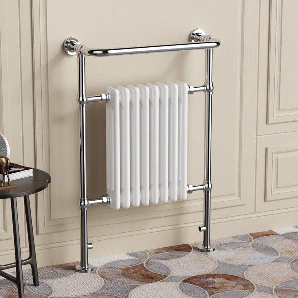 Chelsea Chrome & White Traditional Heated Towel Rail Radiator - 952x659mm
