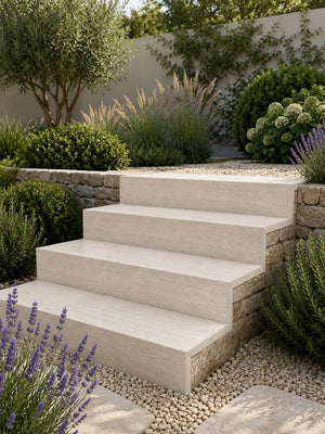 Travertino Blanco Drop Face for Steps, Coping & Pool Edging - 1200x400x100mm