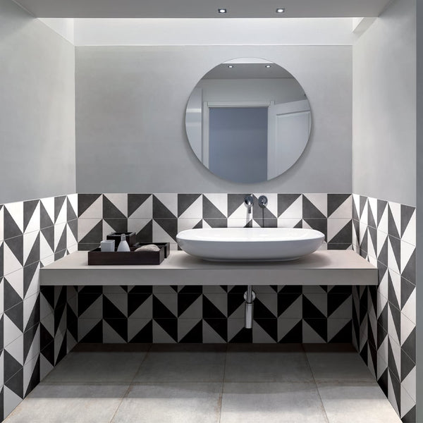 Triangle Blanc Noir Victorian Wall & Floor Tiles - 200x200mm