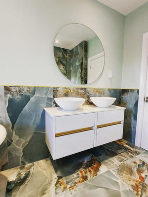 Turquoise Onyx Effect Porcelain Tiles - 1200x1200mm