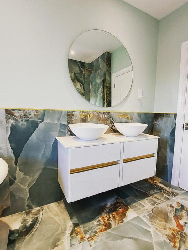 Turquoise Onyx Effect Porcelain Tiles - 1200x1200mm