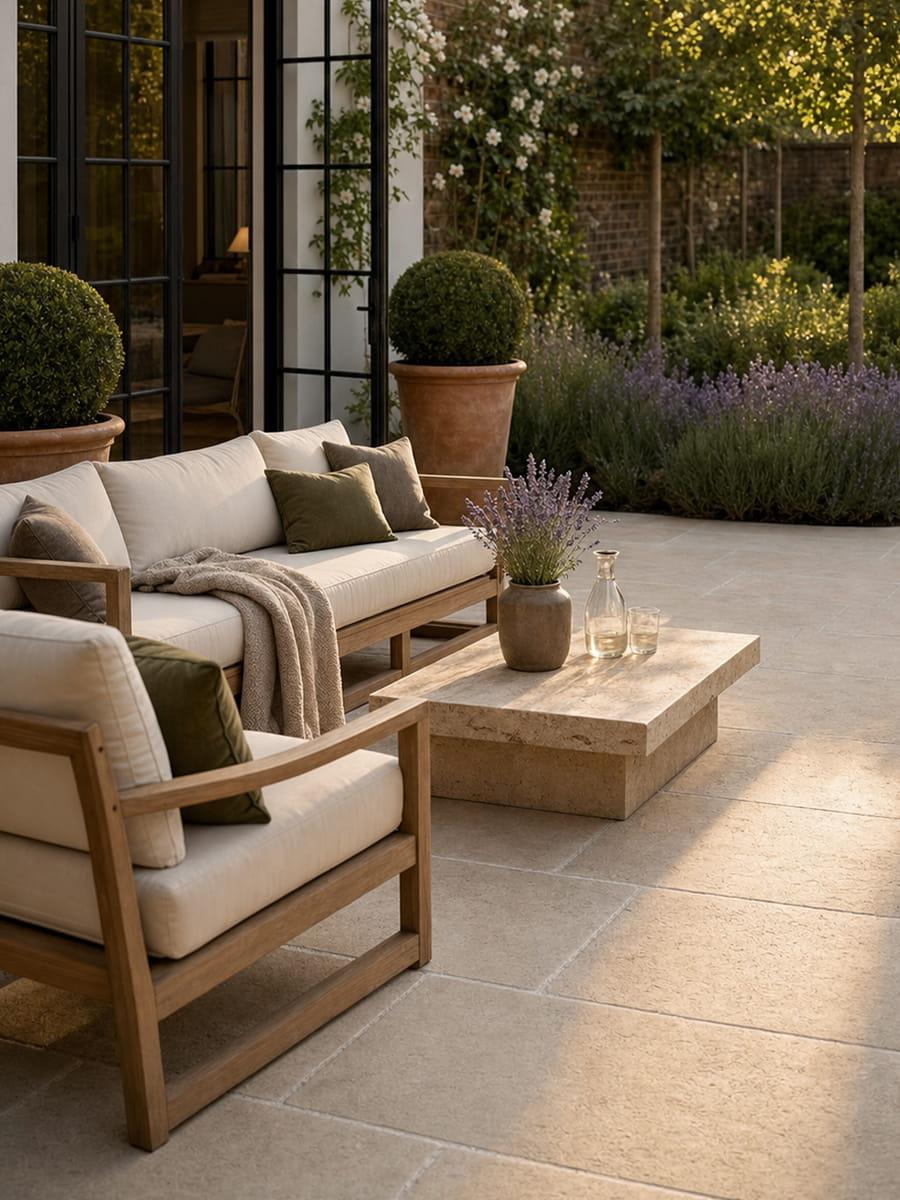 Tuscany Sand Antique Chiselled Edge Porcelain Paving Slabs - 900x600x20mm