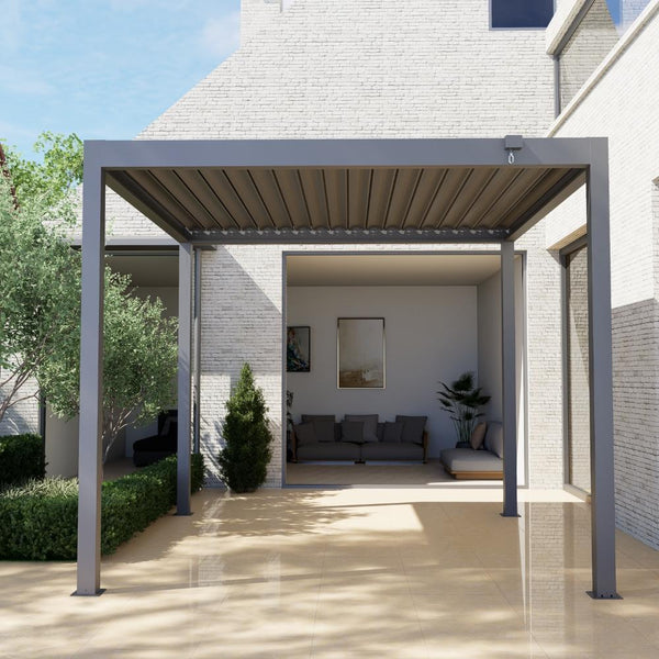 Shadow Nord Steel Pergola in Graphite Grey - 3m x 3m Free Standing