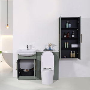 Imperial Sage Green Complete Freestanding Vanity Unit Set With Side Cabinet- 1200mm
