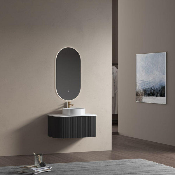 Bali Matt Black Vanity With Side Racks - 750mm