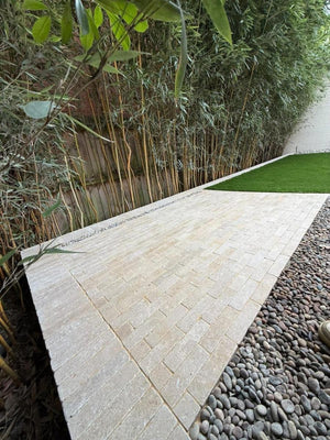 Dijon Honed & Tumbled Limestone Outdoor Pavers - 200x50x40mm
