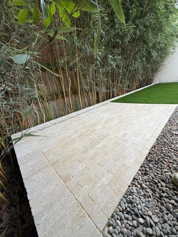 Dijon Honed & Tumbled Limestone Outdoor Pavers - 200x50x40mm