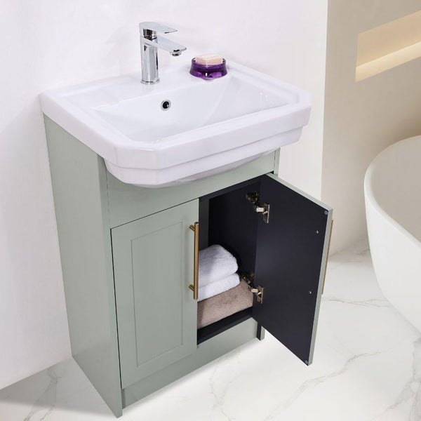 Imperial Sage Green Freestanding Vanity Unit - 600mm
