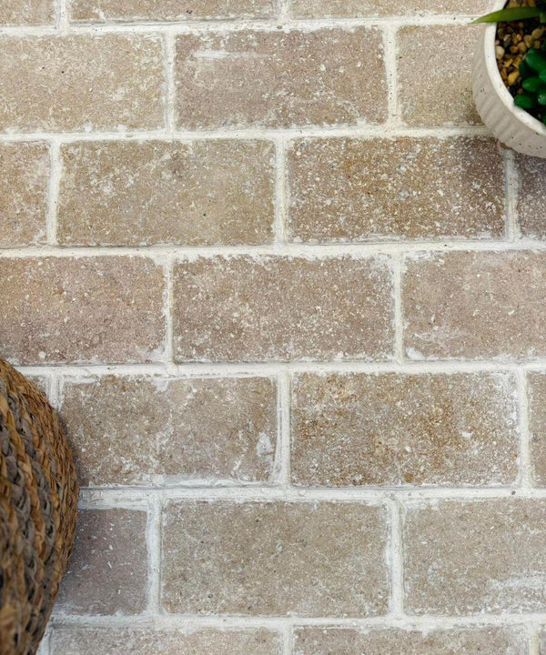 Dijon Limestone Honed Tumbled Cobbles - 200x100x40mm