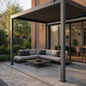 Shadow Nord Steel Pergola in Graphite Grey - 3m x 3m Free Standing