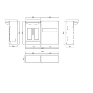 mperial Sage Green Combination Bathroom Suite - Vanity Unit with WC unit & Toilet - 1200mm