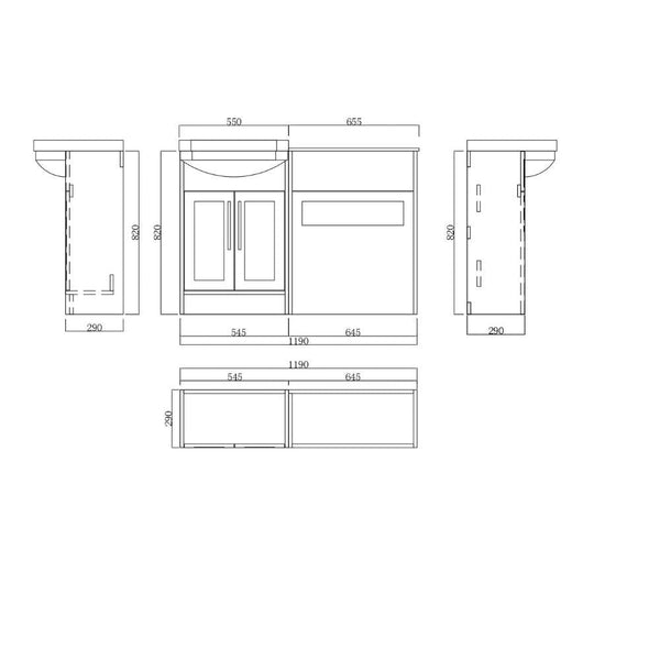 mperial Sage Green Combination Bathroom Suite - Vanity Unit with WC unit & Toilet - 1200mm