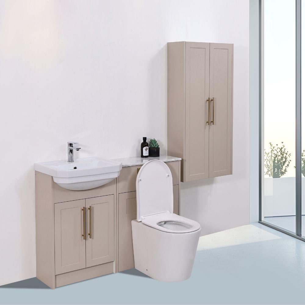 Imperial Light Beige Complete Freestanding Vanity Unit Set With Side Cabinet- 1200mm