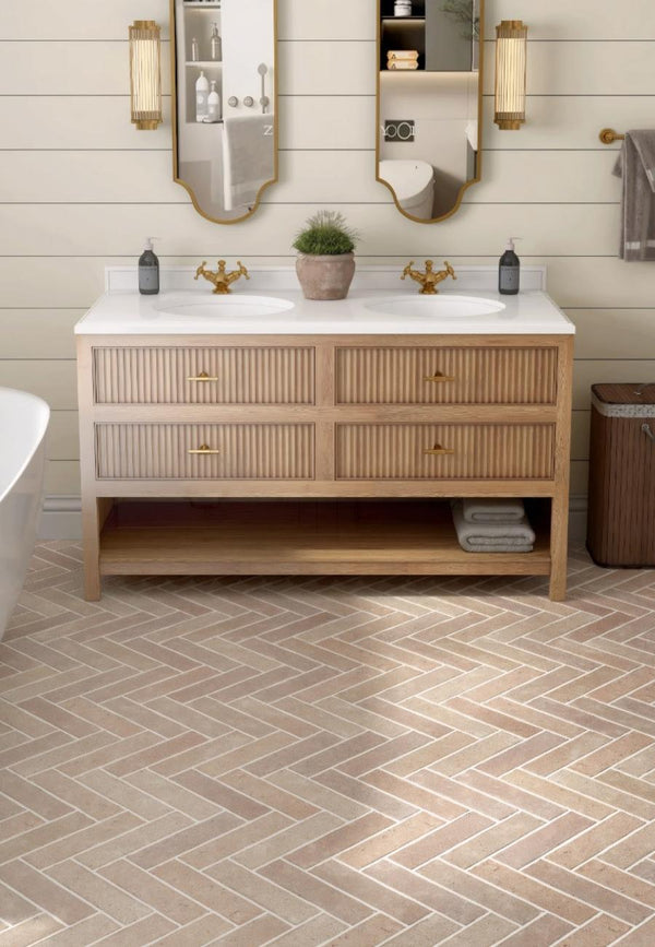Dijon Tumbled Herringbone Tiles - 200x50x20mm