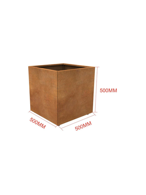 Corten Steel Planter - 500x500x500mm - Pre-Rusted