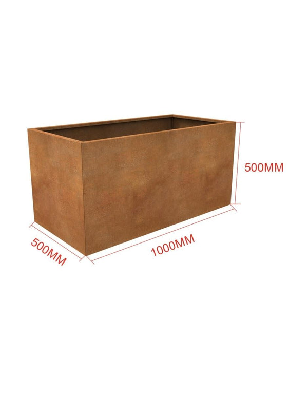 Corten Steel Planter - 1000x500x500mm - Pre-Rusted
