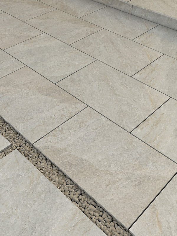 Valencia Beige Outdoor Porcelain Paving Slabs - 900x600x20mm