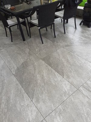 Valencia Grey Virtue Vitrified Porcelain Paving Slabs - 900x600 Pack