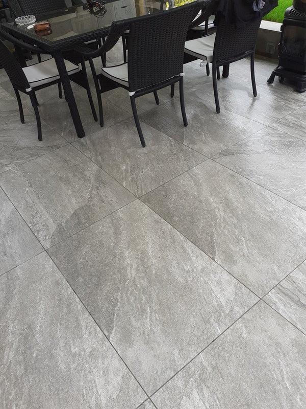 Valencia Grey Virtue Vitrified Porcelain Paving Slabs - 900x600 Pack