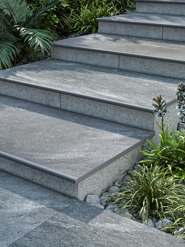 Valencia Grey Porcelain Bullnose Tiles - 900x300x20mm