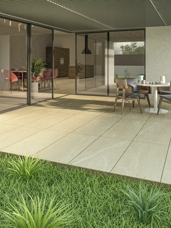 Roca Beige Porcelain Paving Slabs - 900x600x20mm