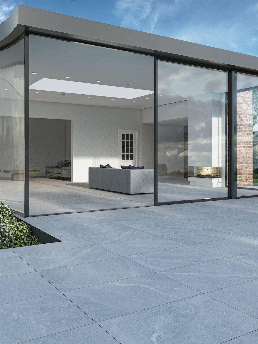 Roca White Outdoor Porcelain Paving Tiles - 900x600x16mm